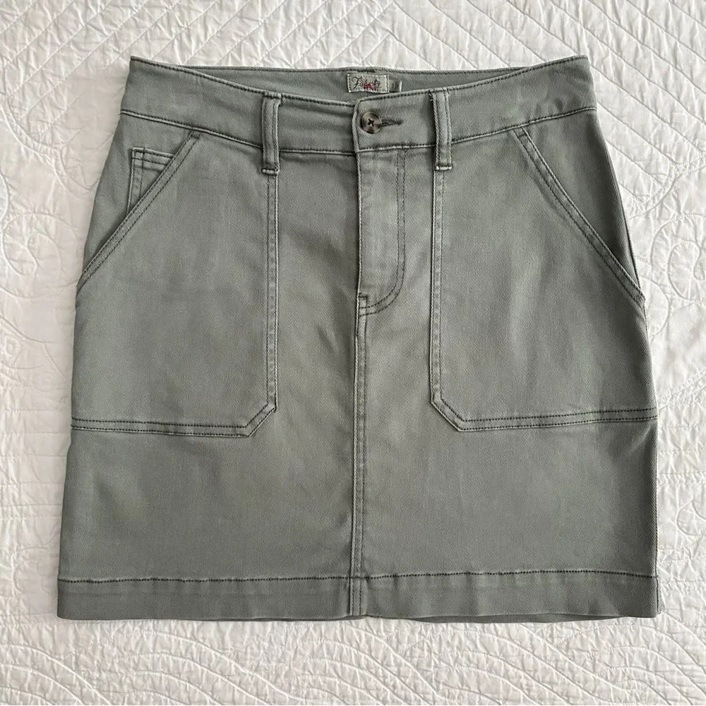 Faherty Women's Utility Mini‎ Skirt Fatigue Green Size Small Organic Cotton